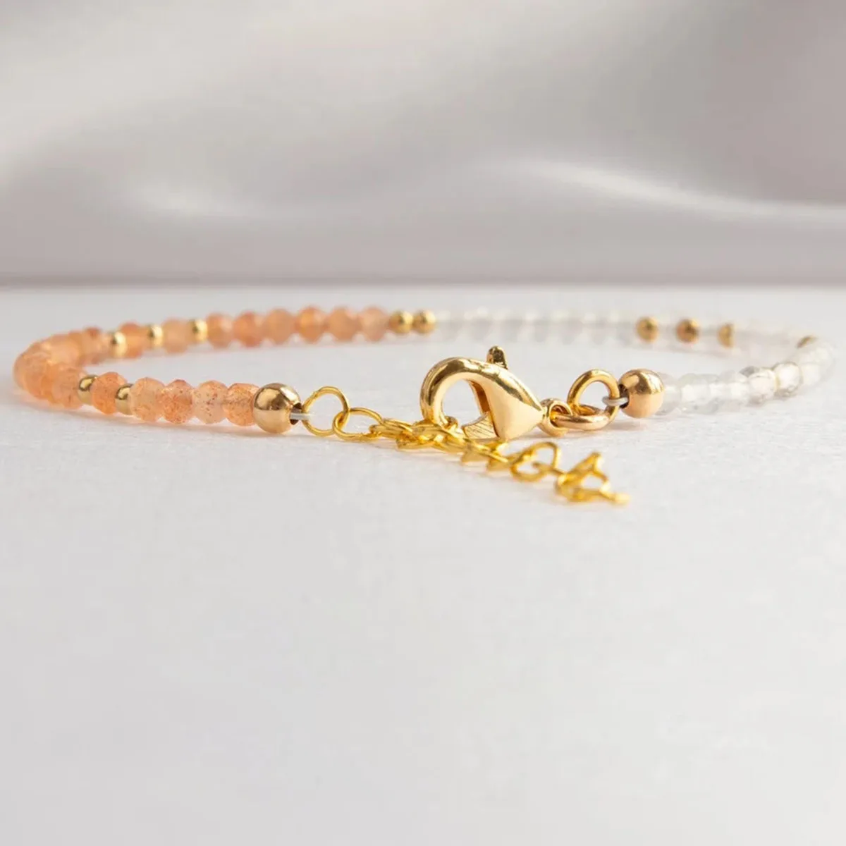 1pc Natural Moonstone and Sunstone Bracelet Gemstone Bead Bracelets for Women Gifts for Her Sunstone Rainbow Moonstone Jewelry