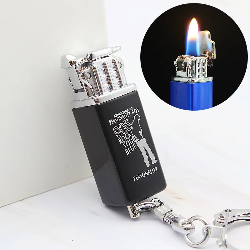 

Mini Portable Keychain Inflatable Lighter Open Flame Lighter Grinding Wheel Ignition High End Women's Lighters Smoking Gifts