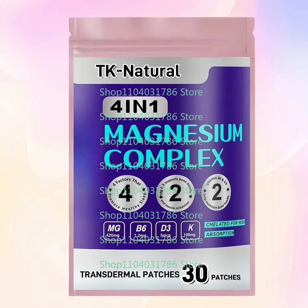 30 Magnesium-Komplex-Pflaster zur transdermalen Anwendung mit Vitaminen und Kalium für Muskelentspannung, Knochen- und Gelenkunterstützung