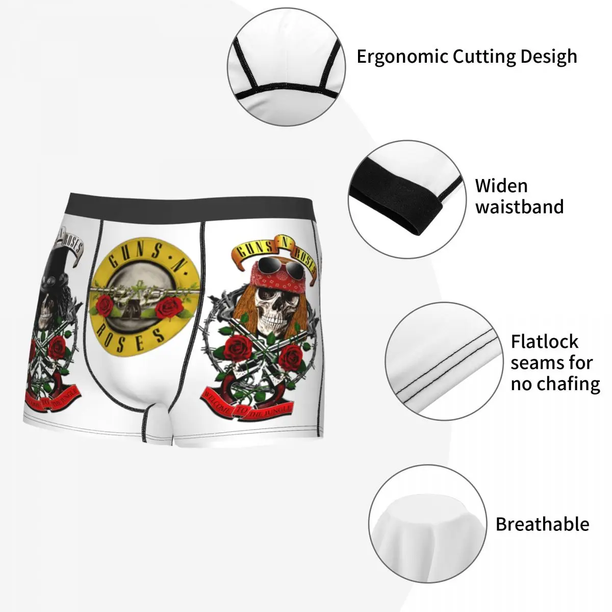 Slash Guns N Roses Men Underwear Cozy Welcome To The Jungle Shorts Boxer Briefs