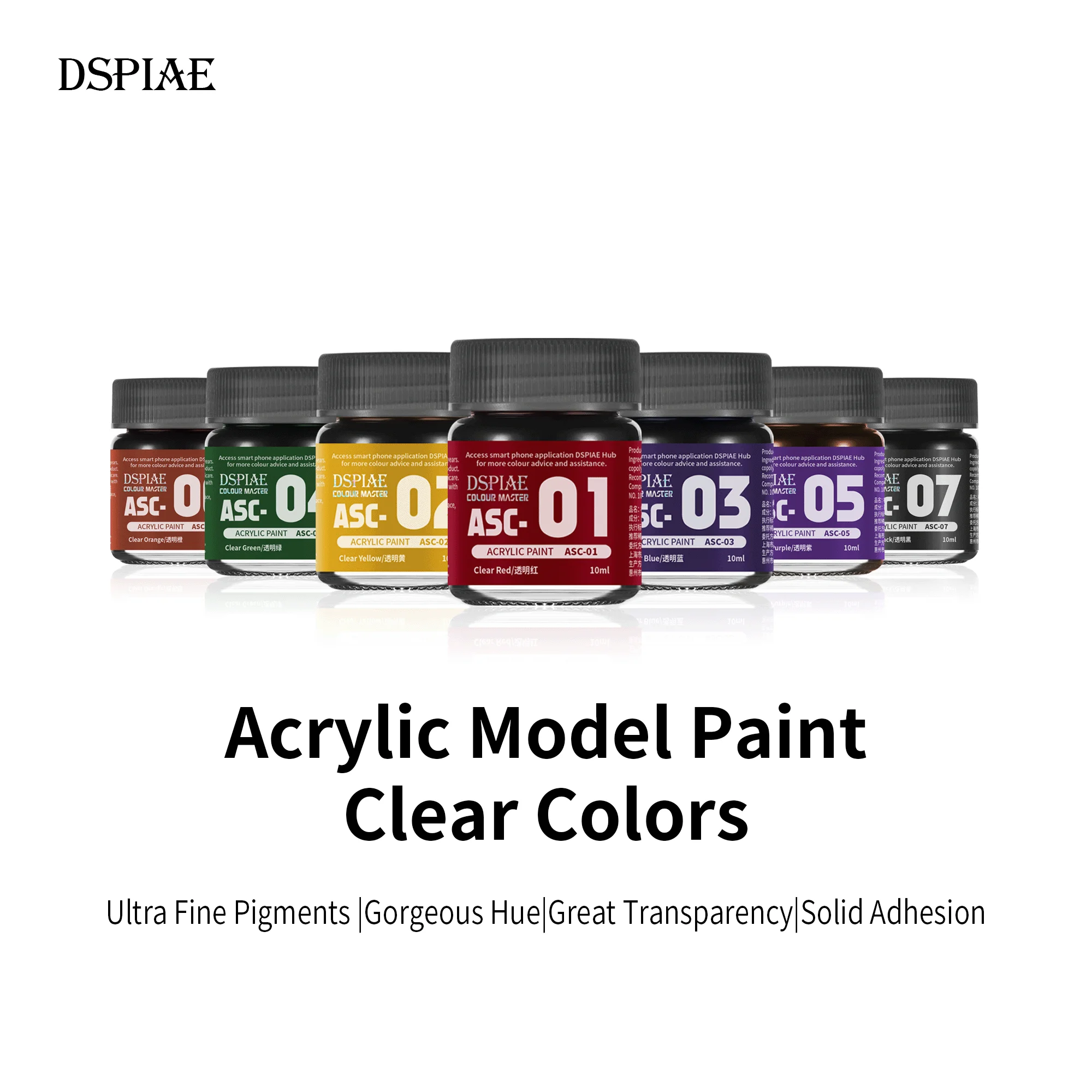 DSPIAE ASC Acrylic Model Paint-Clear Colors