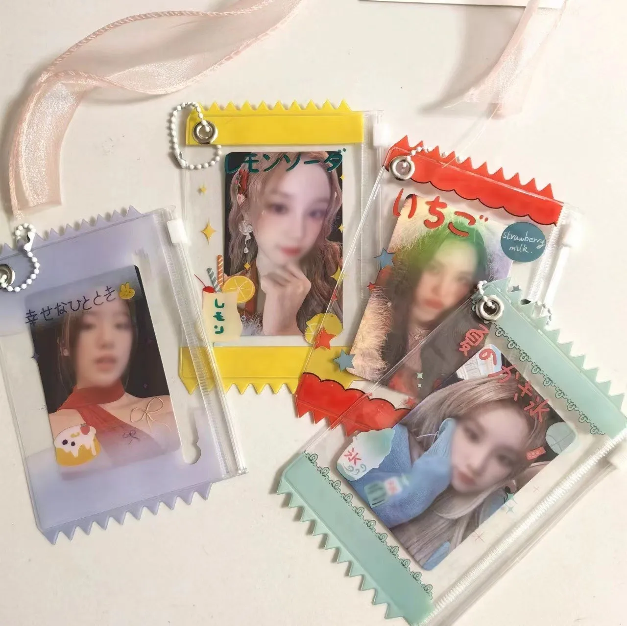 Creative Candy Bag Shape Photocard Holder Ins Sweet 3inches Idol Photo Card Sleeves With Zipper Lock Bus Card Cover Stationery