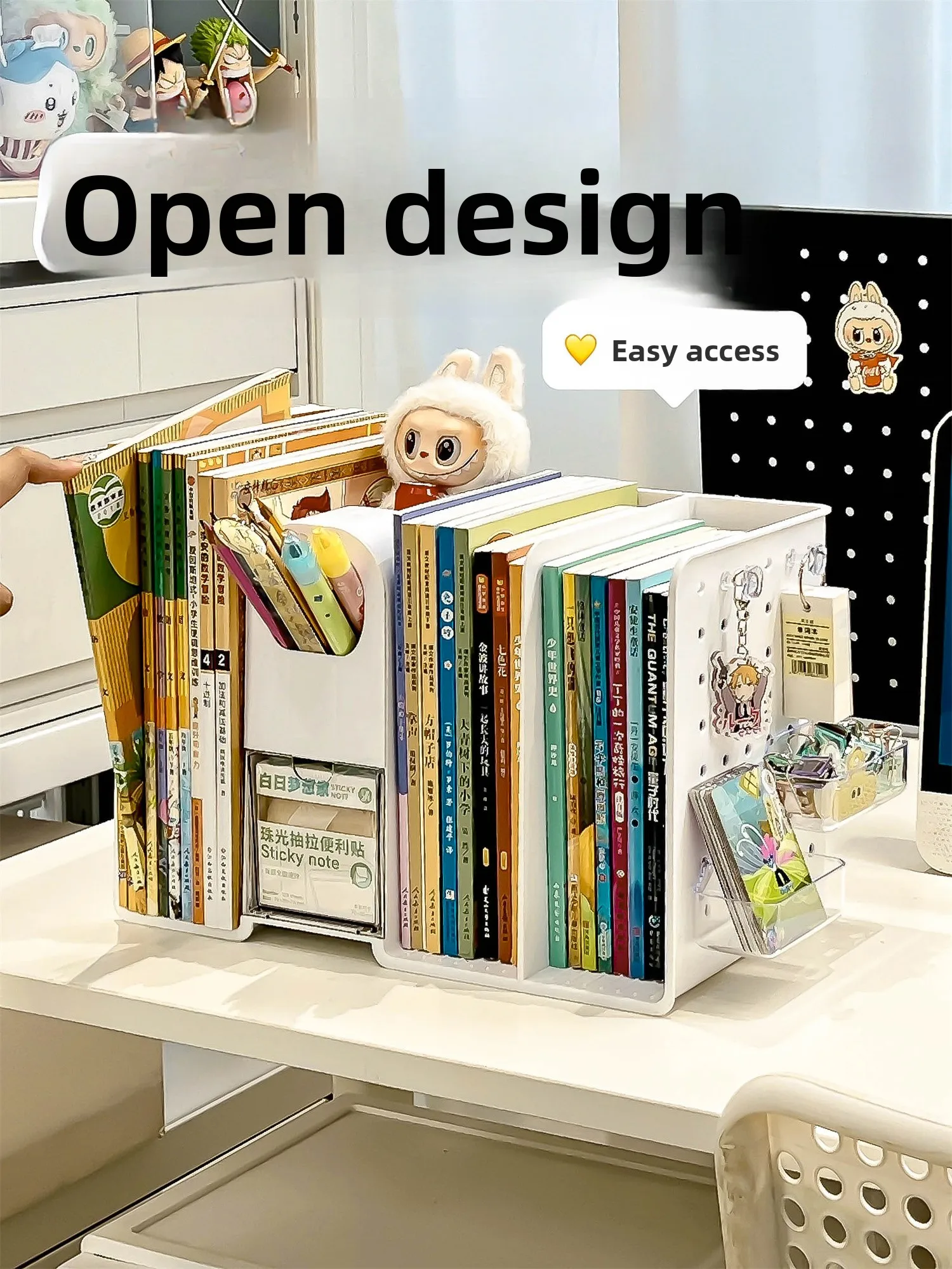 

Student Desktop Book Storage Box Multi-Functional Study Desk Organizer Plastic Rectangular Box with Der for Stationery