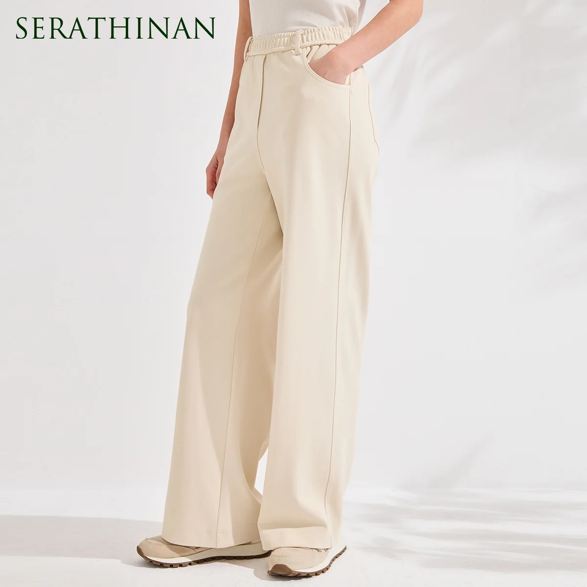 

KX7613606 High Quality Cotton Blend Wide Leg Pants Women Minimalist Designer Loose Fit Sports Trousers