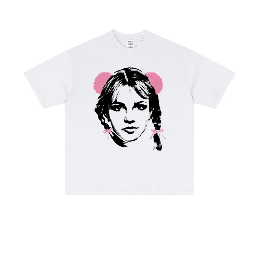 

Famous Britney Spears Face Graphic T Shirt Men Women Clothing Casual Cotton Vintage T-shirts Unisex Fashion Oversized Streetwear