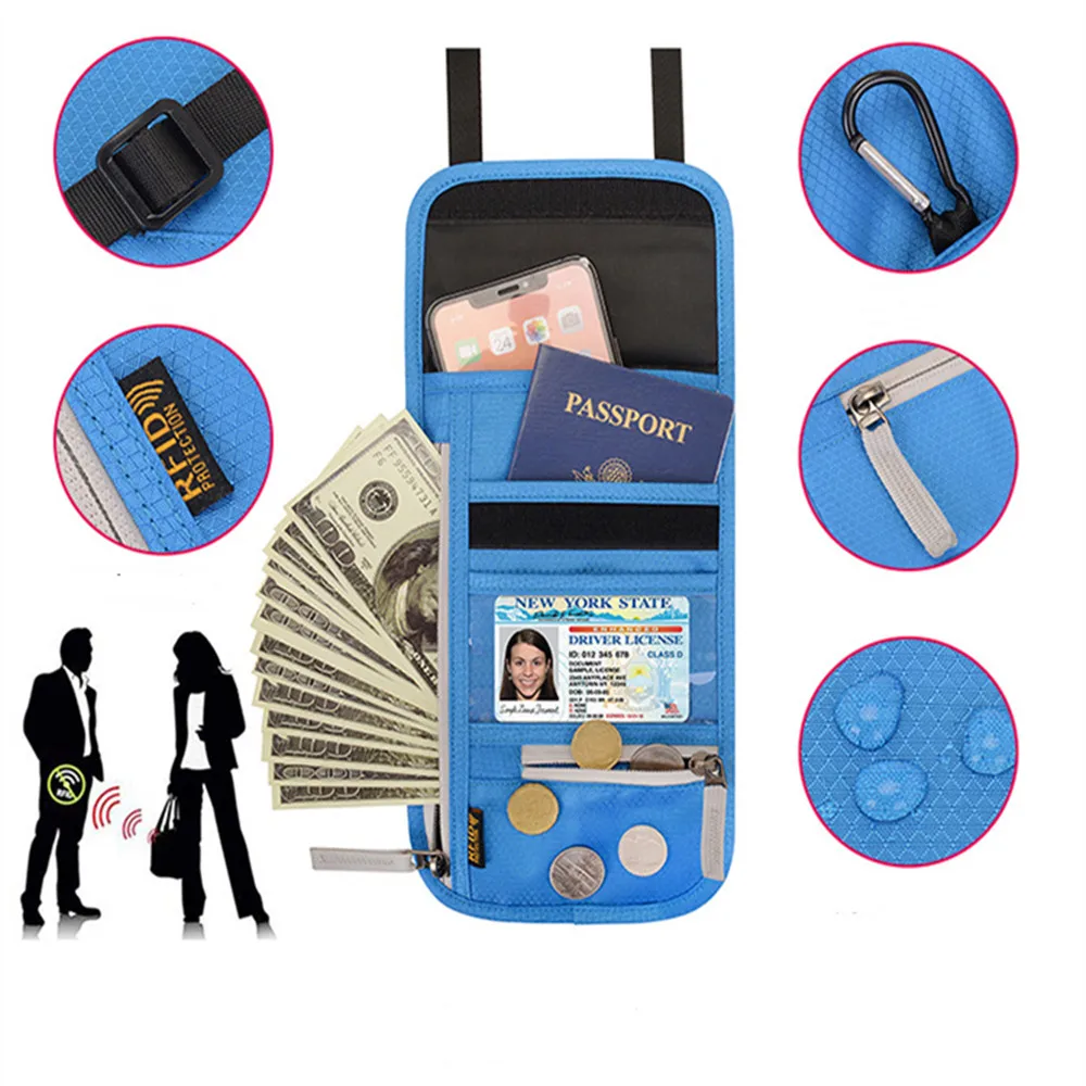 Nuovo RFID passaporto ID portamonete da viaggio appeso al collo borsa portadocumenti multifunzionale donna uomo Cover protettiva