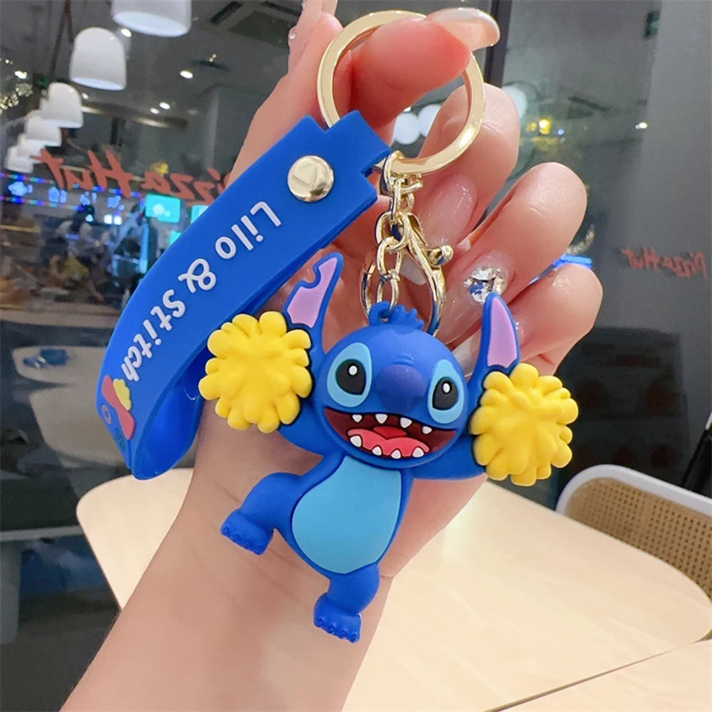 New Anime Disney Keychain Cartoon Mickey Mouse Minnie Lilo & Stitch Cute Doll Keyring Ornament Key Chain Pendant Kids Toys Gifts