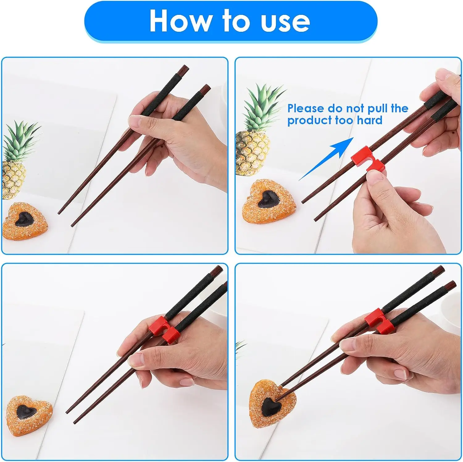 6PCS Reusable Training Chopsticks Helpers Right Left Handed Non-Slip Reusable and Replaceable for Adult Beginner Trainer Learner