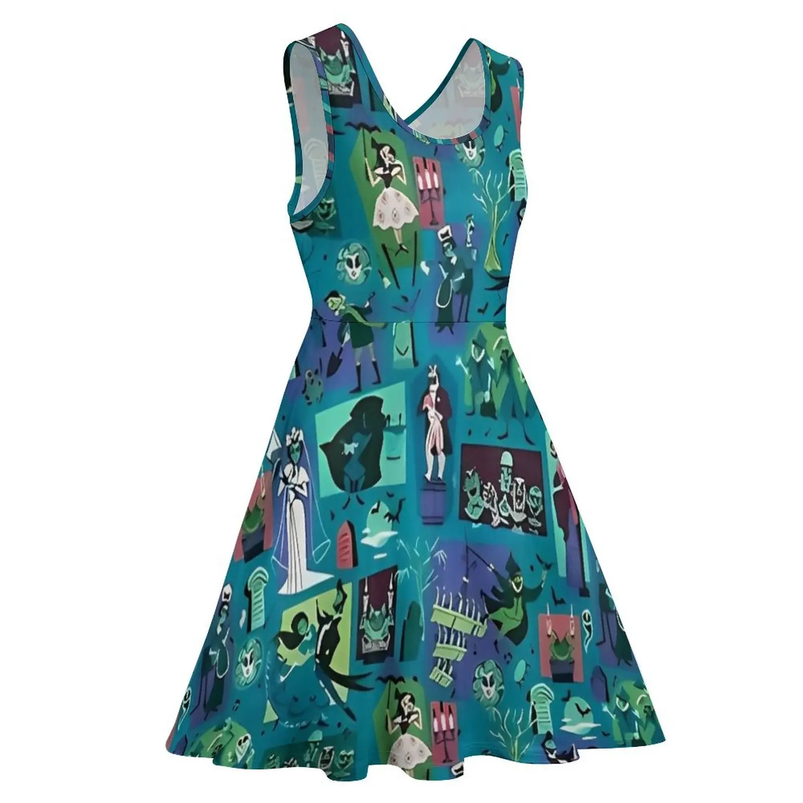 New Haunted Mansion Dress Halloween Sexy Dresses Sleeveless Street Fashion Oversize Skate Dress Women Design Clothes