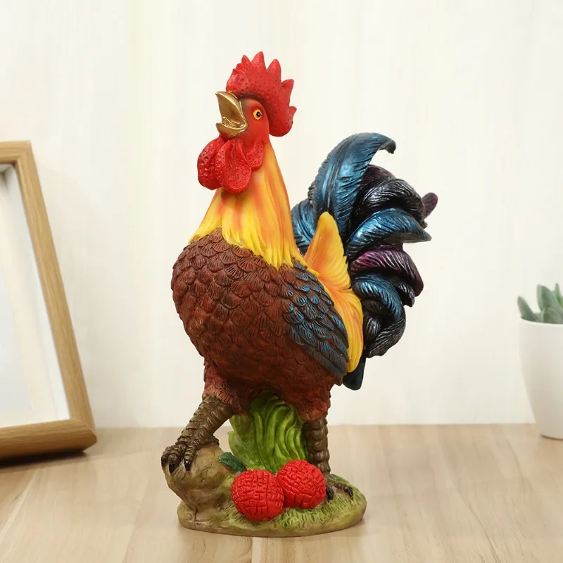 Simulation rooster ornament, home living room entrance office decoration, good luck chicken