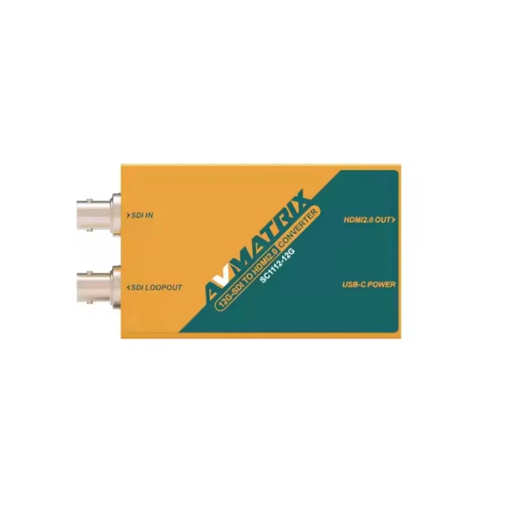 محول بث AVMATRIX SC1112-12G 12G-SDI إلى HDMI 2.0 4K متوافق مع دقة 4K60HZ طاقة USB من النوع C