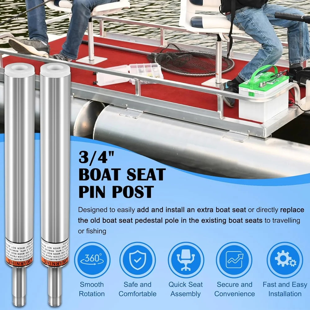 

3/4"Boat Seat Pin Post(2-Pack)Lock-in Style Non-Threaded Pedestal Post for Marine Mounting Aluminum Extension Pole Pontoon Fishi