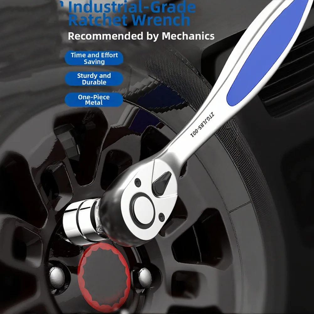 

1pc High-Torque Ratchet Wrench 72 Tooth Drive Ratchet Socket Wrench Tool Multi-function DIY Hand Tool For Automotive Repairs