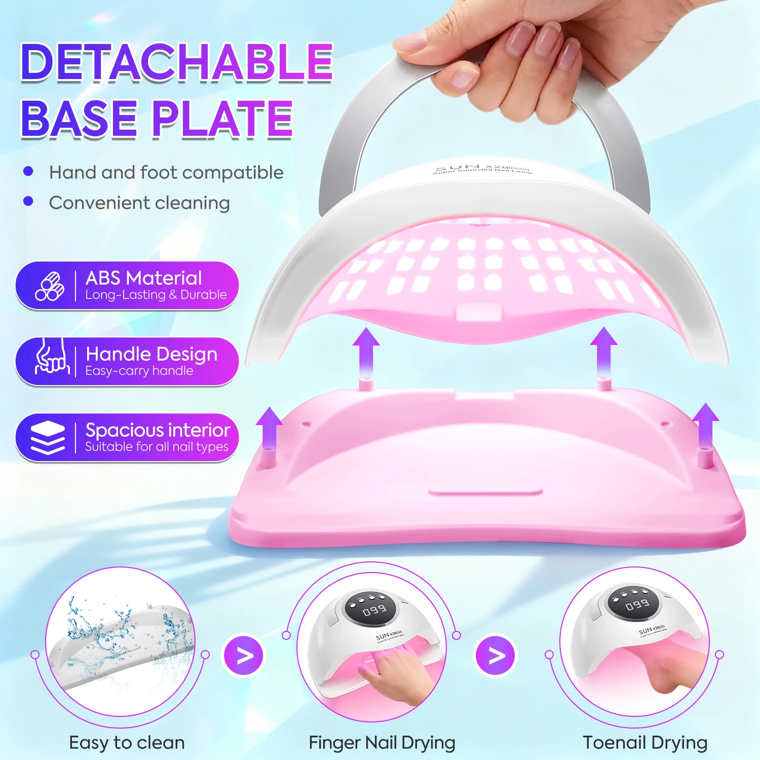 DianaBeauty 90LEDS LED UV Lampada per unghie Asciugatrice per unghie 380W Lampada per asciugare lo smalto gel con 4 impostazioni timer Lampada per manicure con sensore automatico