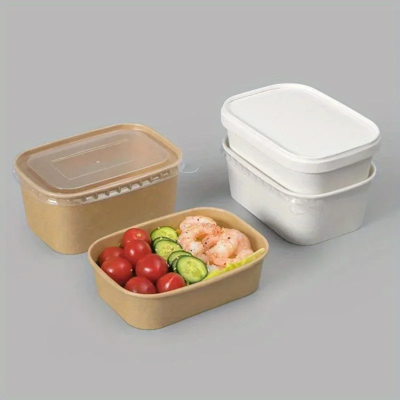 10 pc Rectangular kraft  Paper Box, Disposable Paper Lunch , Takeout , Packaging Box, Bento Bowl for Going Out