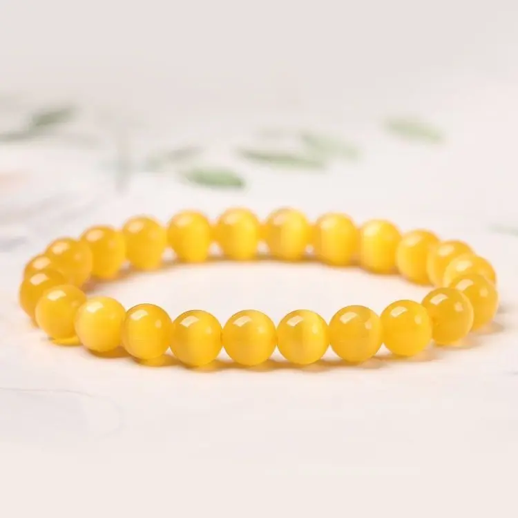 

Natural yellow opal bracelet agate flash for girlfriend, student and girlfriend.