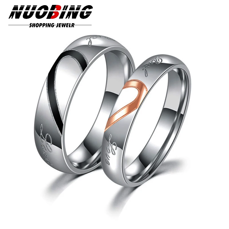 

Matching Promise Rings For Couples Love You Forever Wedding Bands Sets Him and Her Half Heart Rings Stainless Steel Comfort Fit