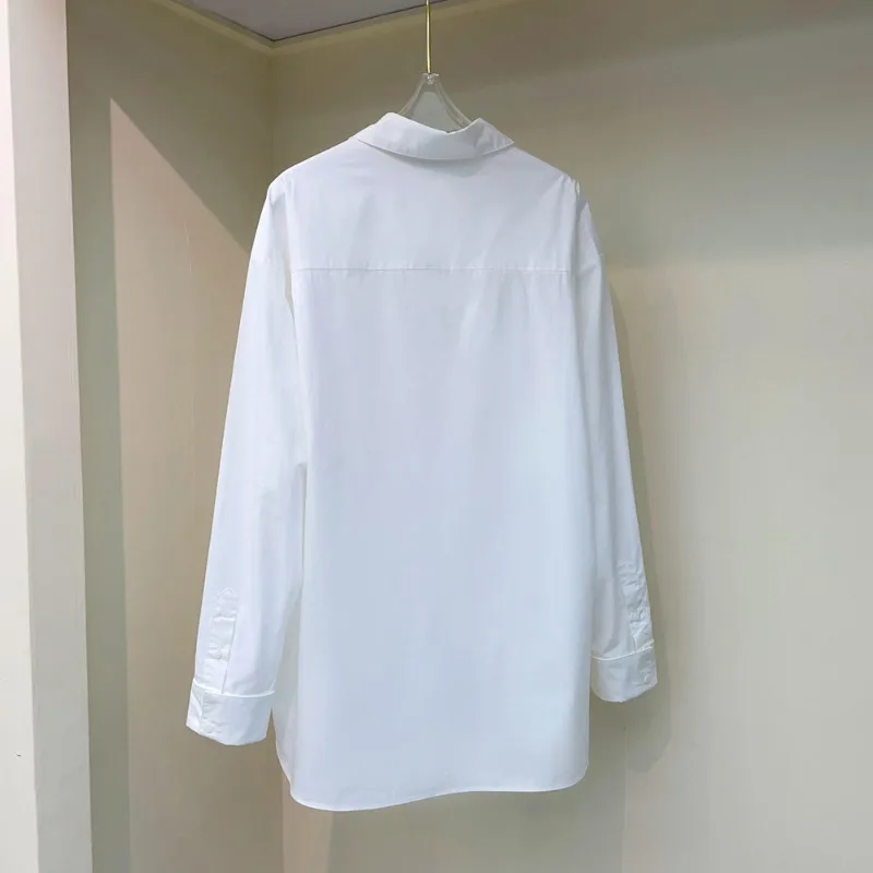 Camicetta di cotone da donna con camicia bianca casual primaverile