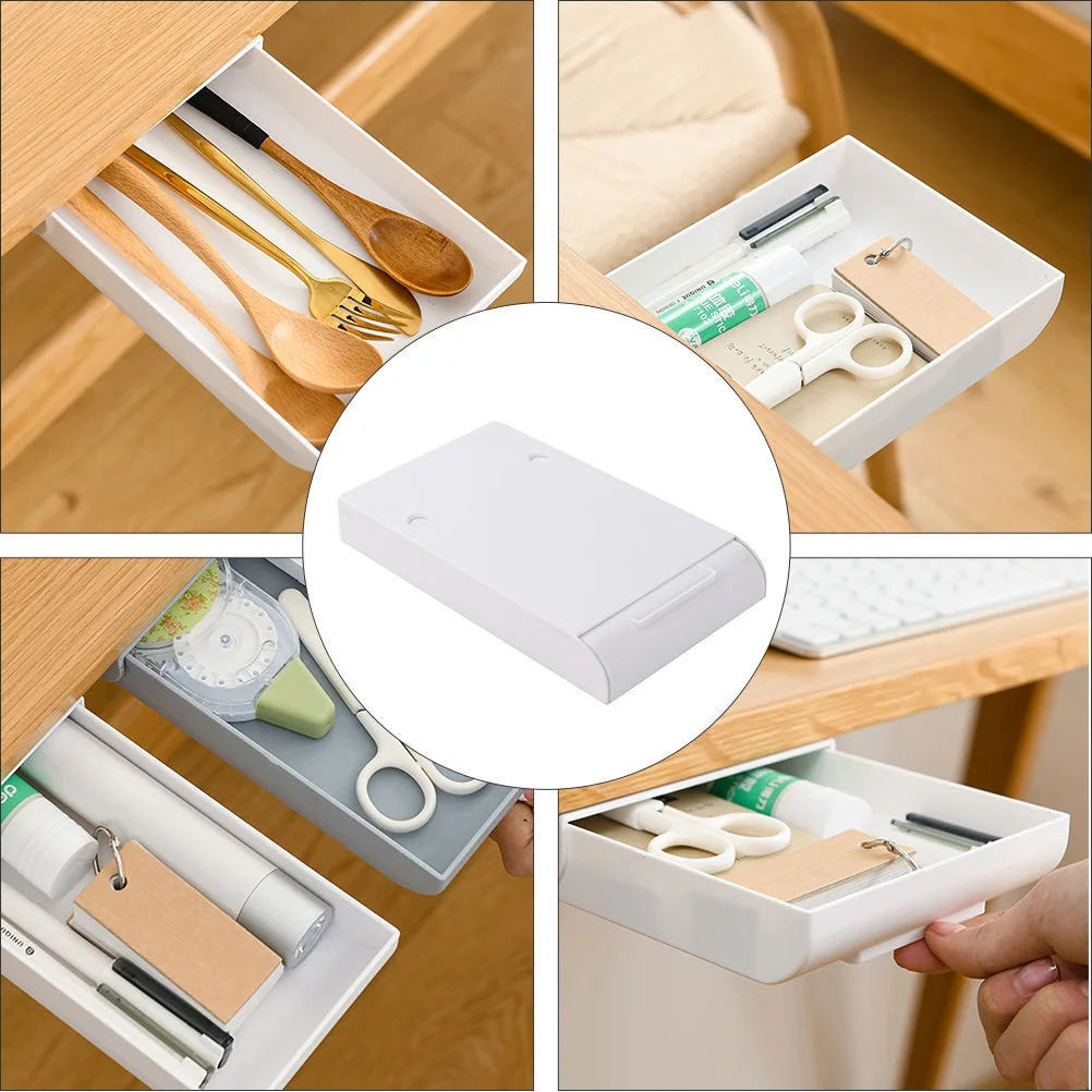 

2pc Large Drawer Box Hidden Desk ganizer Retractable Pencil Tray Style Holder Storage Case Stationery Art Supplies
