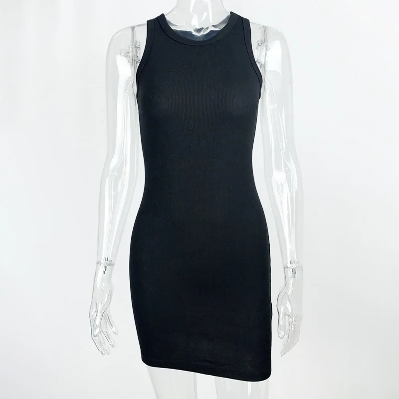 Summer New European and American Women's Clothing Thread Sleeveless Sexy Hip Skirt Simple Slim Vest Dress