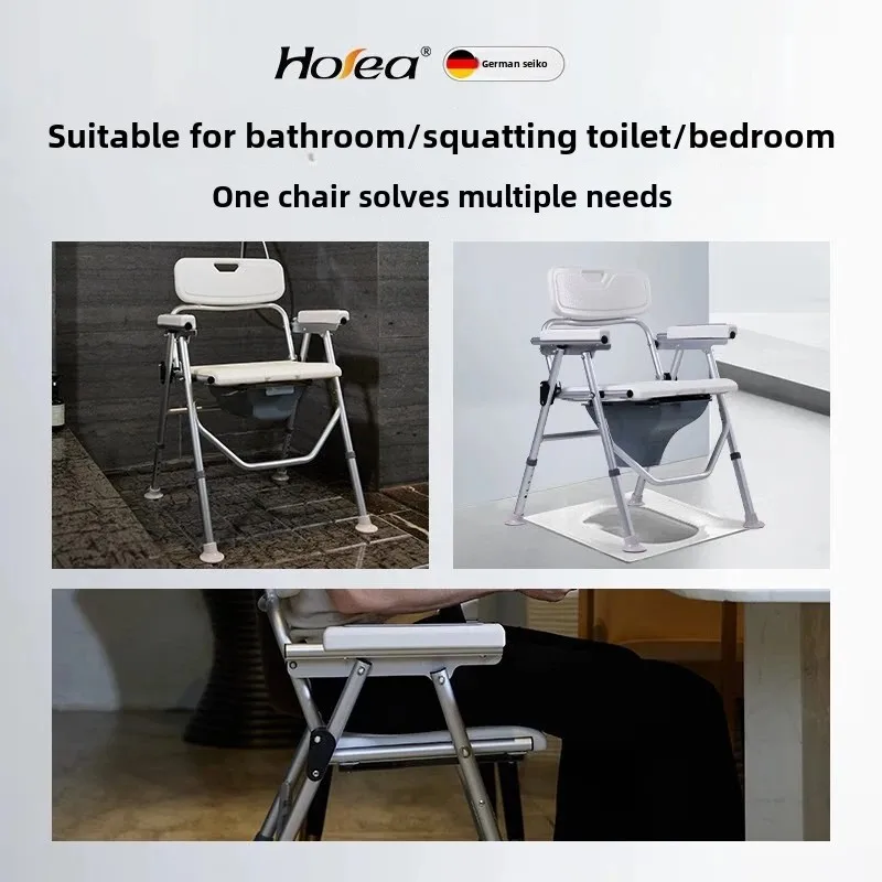 Kursi Toilet 3 In 1 Kursi Kamar Mandi-Toilet Toilet Samping Tempat Tidur dengan Lengan - Kursi Toilet Tinggi dengan Pegangan & Kursi Mandi