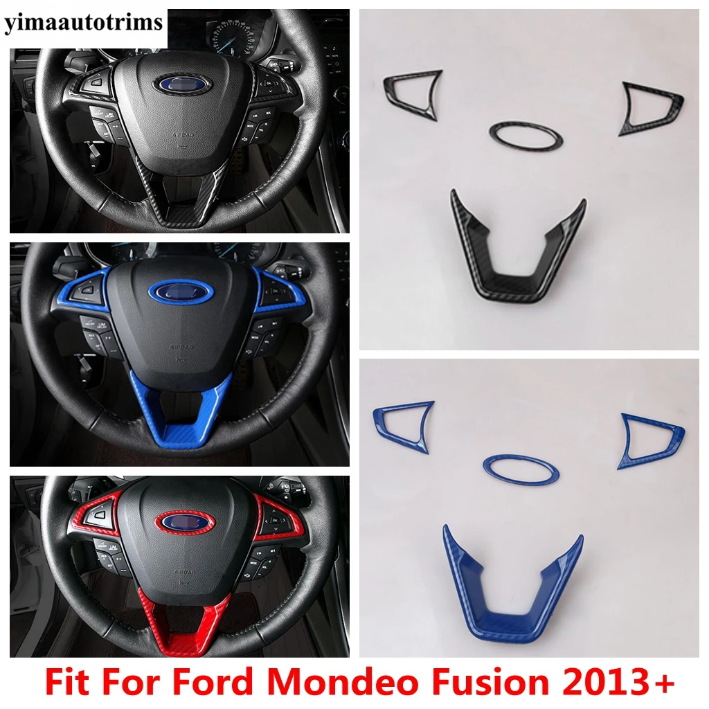 

ABS Carbon Fiber / Blue / Red Style Car Steering Wheel Decor Frame Cover Trim Accessories Fit For Ford Mondeo Fusion 2013 - 2020