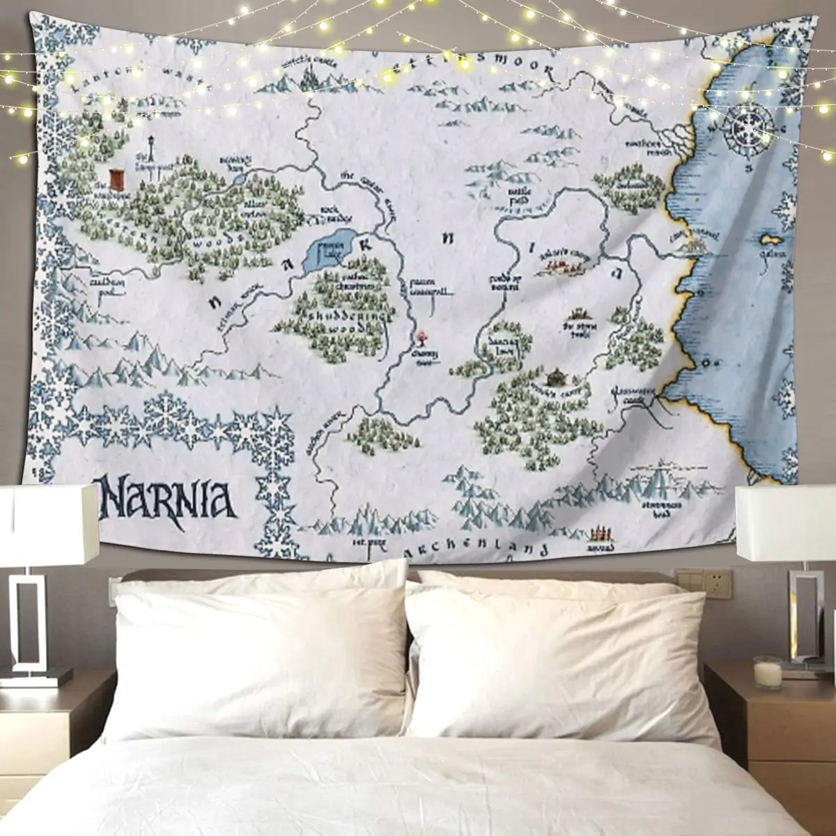 

Narnia Map Chronicles Of Narnia Tapestry Hippie Wall Hanging Aesthetic Home Decor Tapestries for Living Room Bedroom Dorm Room