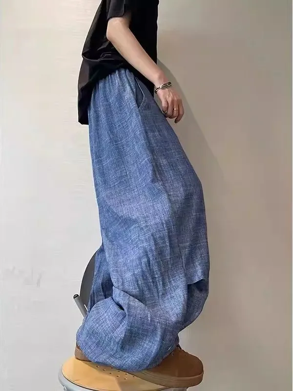 

Мужские хлопково-льняные брюки больших размеров 300 Pou, широкие, прямые, длинные, повседневные, универсальные, осенние, новые, свободного кроя