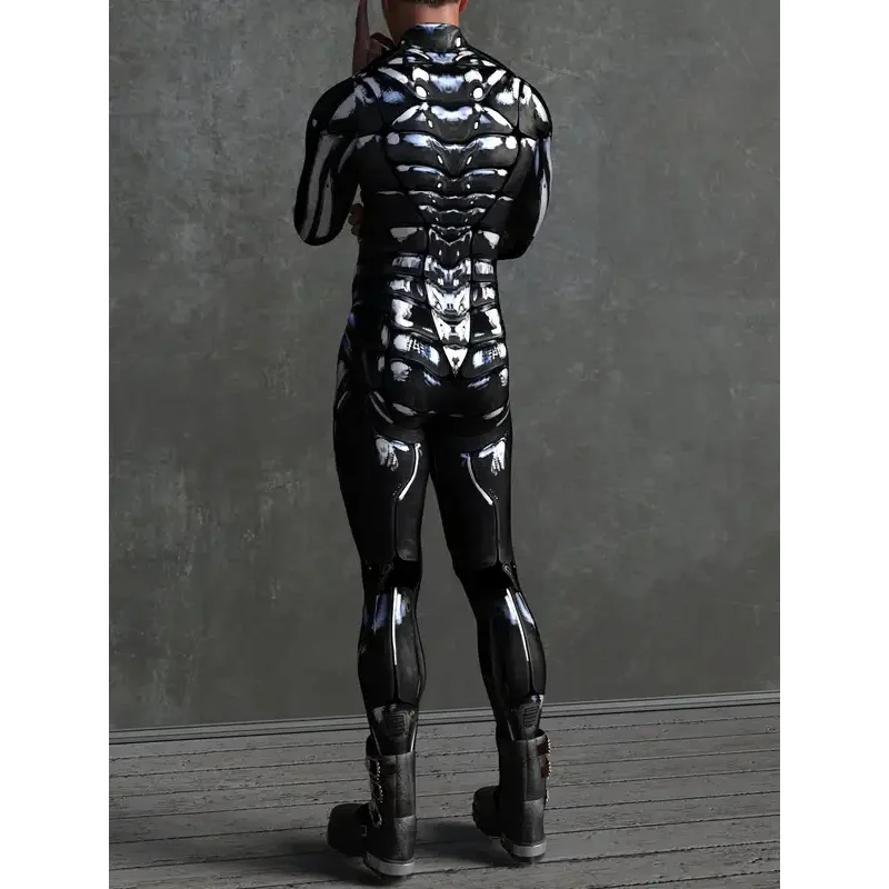 Sky03 [Eres mi secreto] Robot Cyberpunk Steampunk tecnología futura monos disfraces Cosplay cremallera frontal Zentai elástico 55Ku %