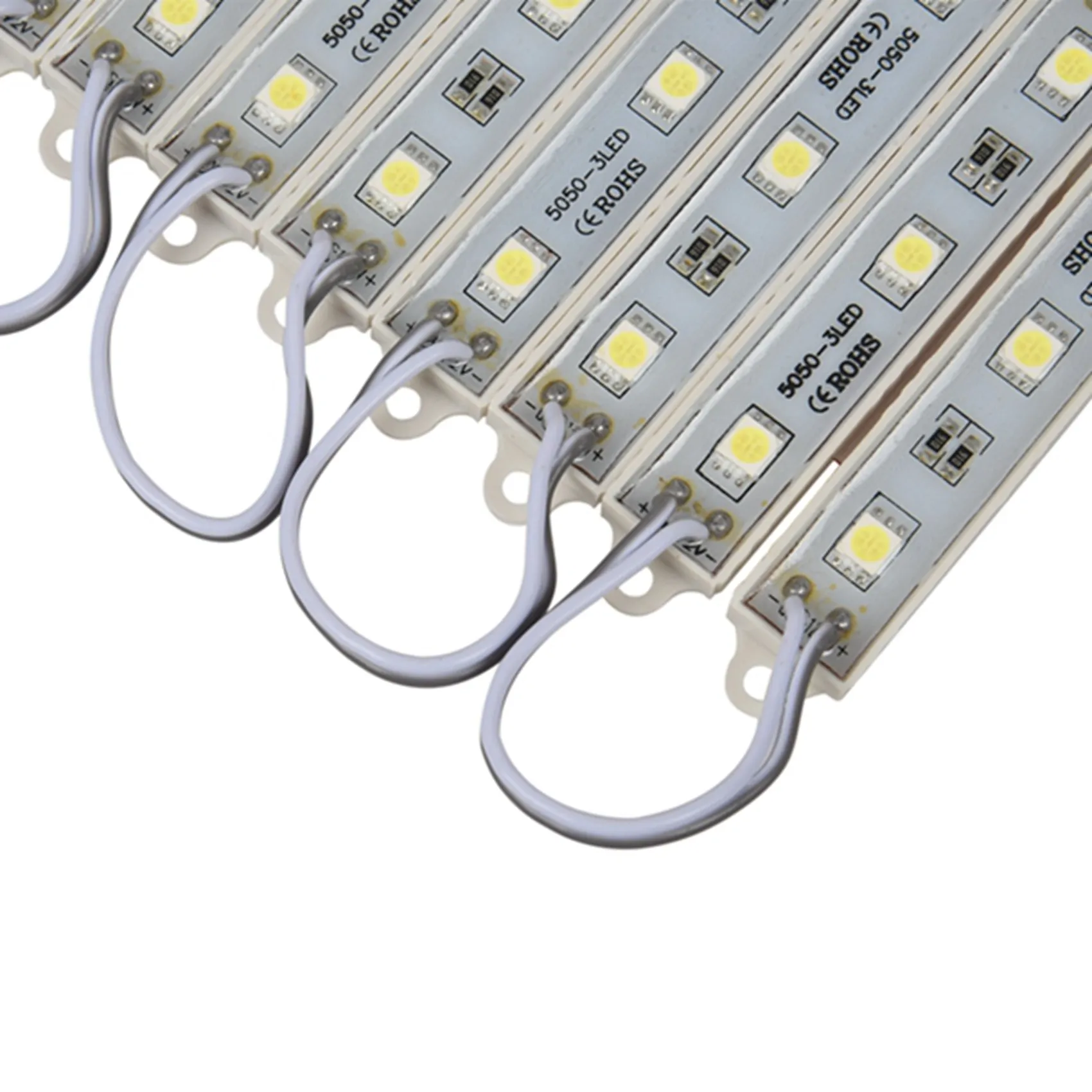 M12K-4 X 10Pcs 5050 SMD 3 LED Module LED Strip String Light Waterproof DC 12V Cool White