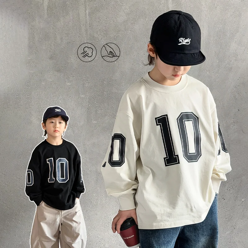 

Baby Boy Top Clothes Kids Long Sleeve Tee With Number Printed Boys Spring Autumn Casual Fashion Korea Sporty T-Shirt Size 2-11Y