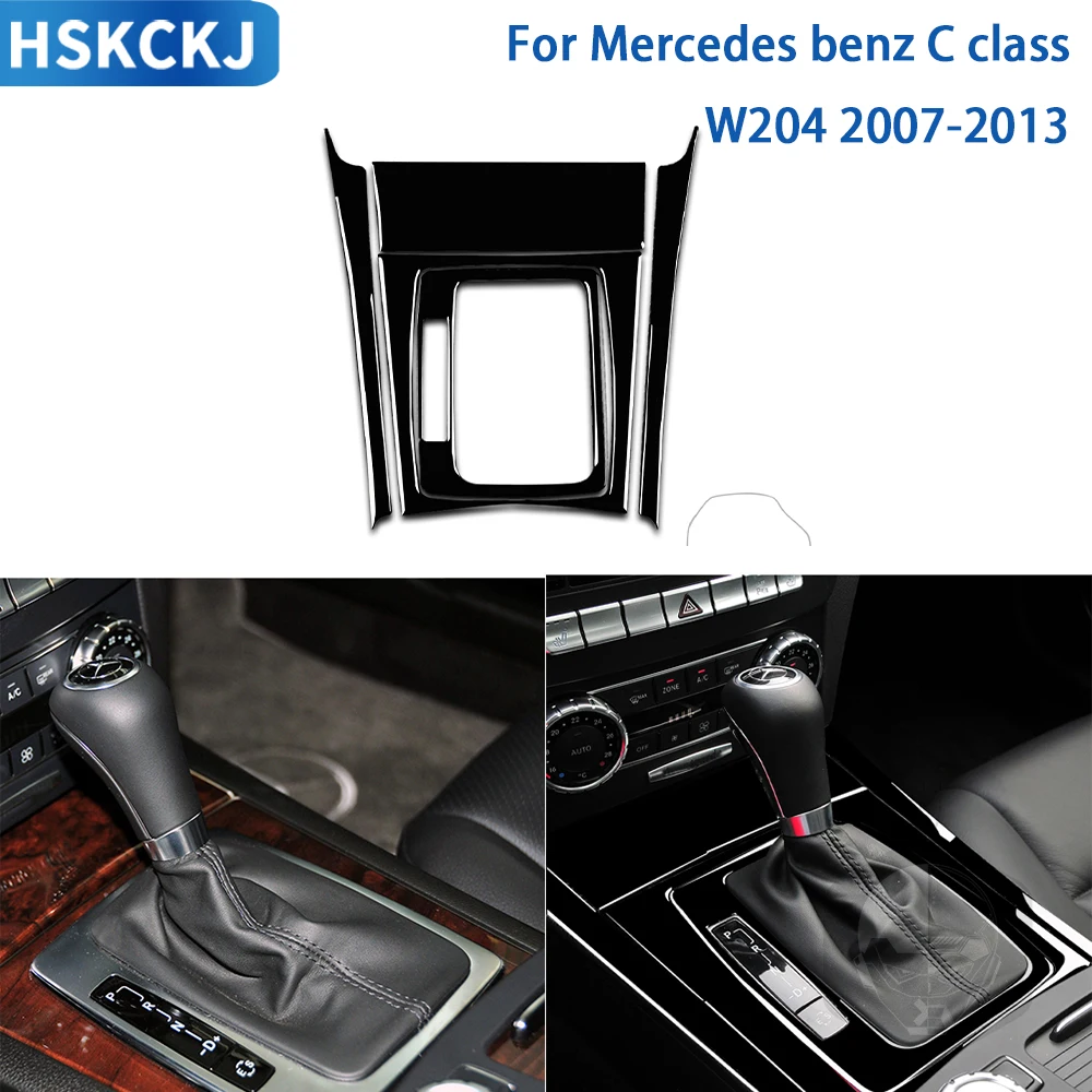 

For Mercedes Benz C Class W204 2007-2013 Car Accessories Interior Gear Shift Frame Cover Trim Panel Sticker Gloss Black Plastic