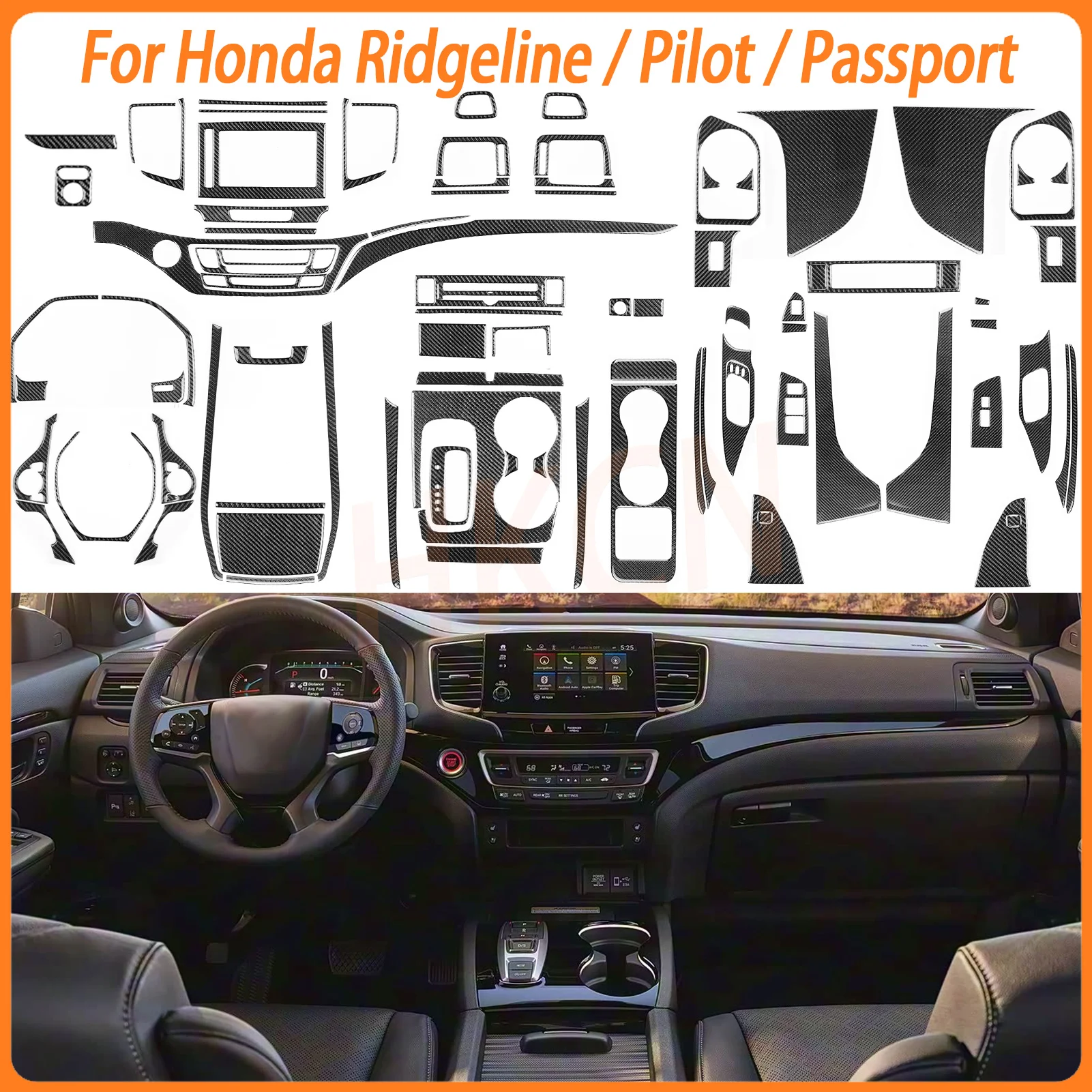 

Carbon Fiber Sticker For Honda Ridgeline Pilot Passport Water Cup Holder Panel Window Lift Button Trim Car Interior Accessories
