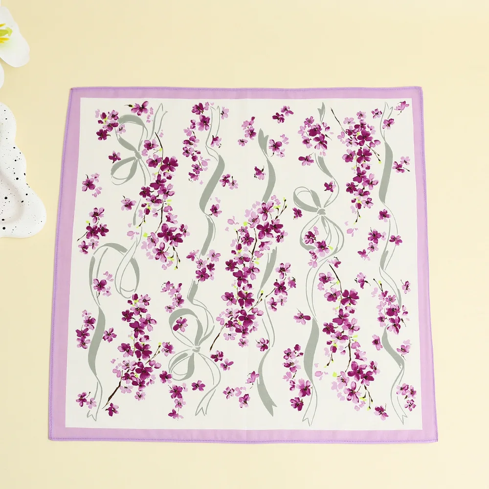 3 قطعة منديل نسائي أنيق من القطن الخالص ناعم ومريح وشاح صغير مطبوع 43*43 سنتيمتر