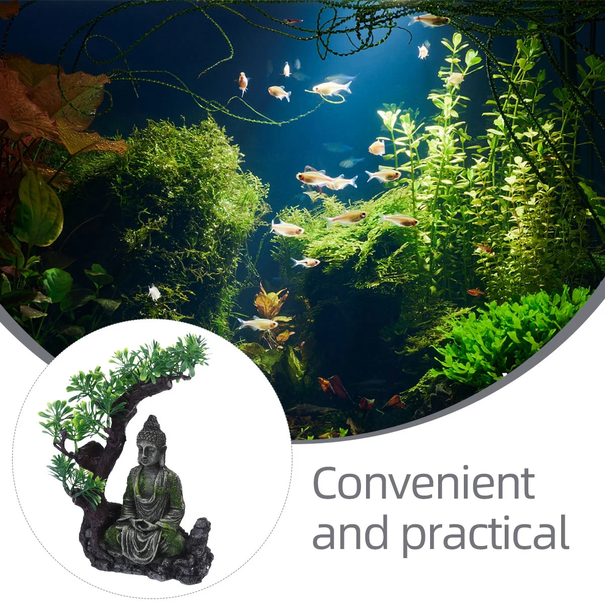 

Resin Buddha Resin Crafts Aquarium Decoration Fish Tank Ornament Simulation Ancient Buddha Statue Non-Corrosive for Freshwater