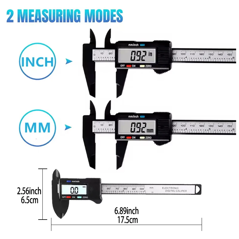 Plastic Calipers, Digital Display Calipers. Measurement and Design Tools, Home Tools. Battery-Powered (Battery Not Included)