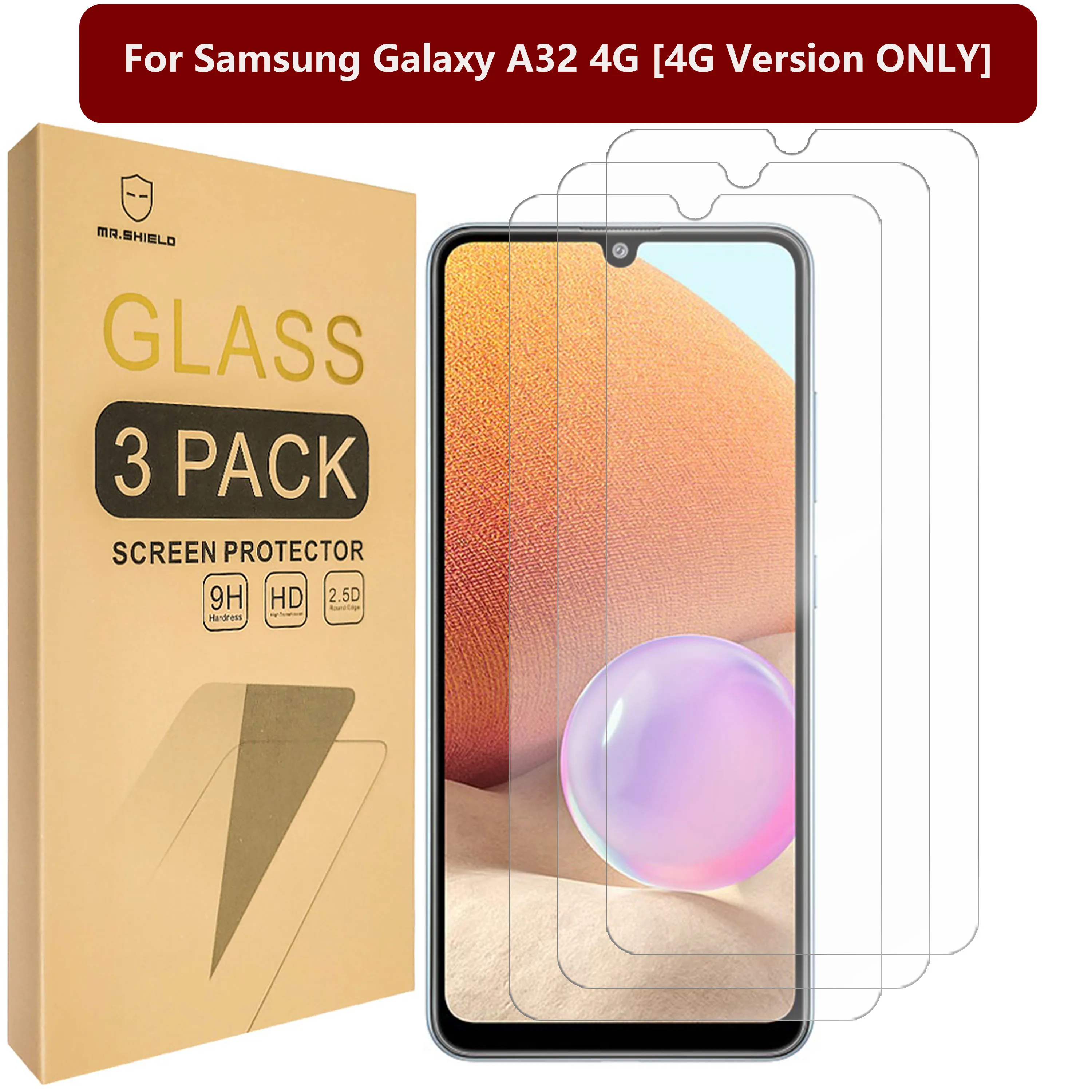 

Mr.Shield [в 3 упаковках] предназначен для Samsung Galaxy A32 4G [4G Version ONLY] [закаленное стекло] [Японское стекло с твердостью 9H]