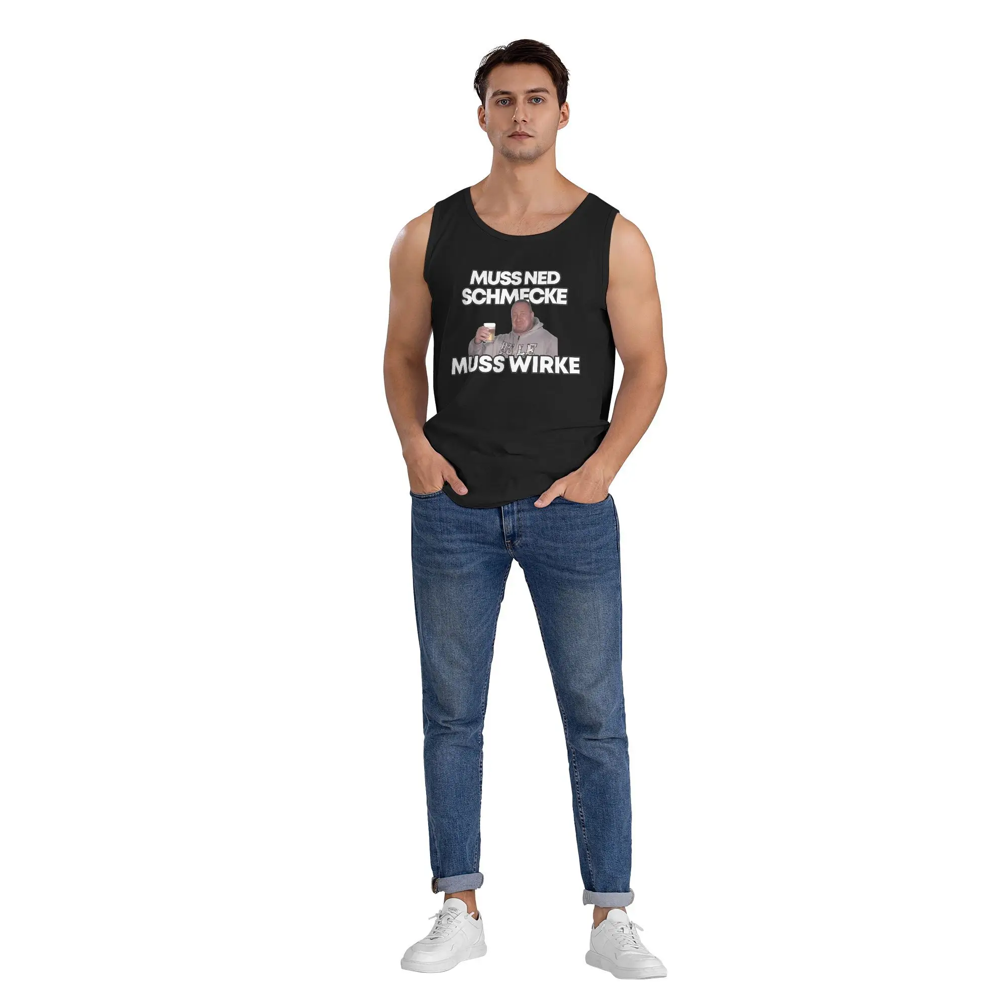 قمصان Markus Ruhl Meme بدون أكمام للرجال بنمط الشاطئ، قمصان بدون أكمام كبيرة الحجم