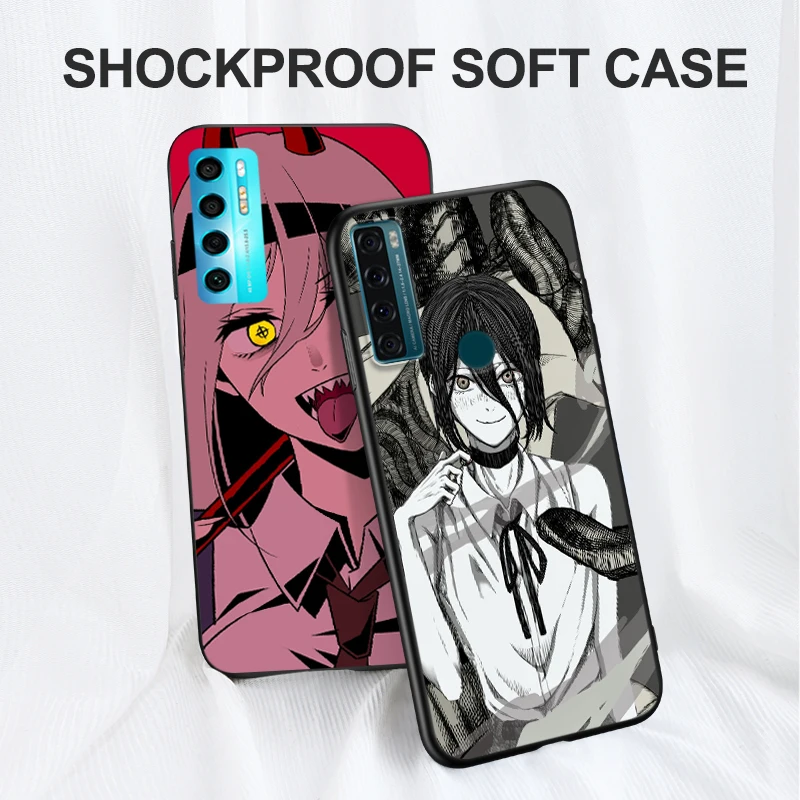 Black Tpu Case For ZTE blade A3 A5 A7 2019 A31 lite plus A51 A71 A7S V2020 L210 L8 smart vita 2022 v30 Cartoon Chainsaw Man