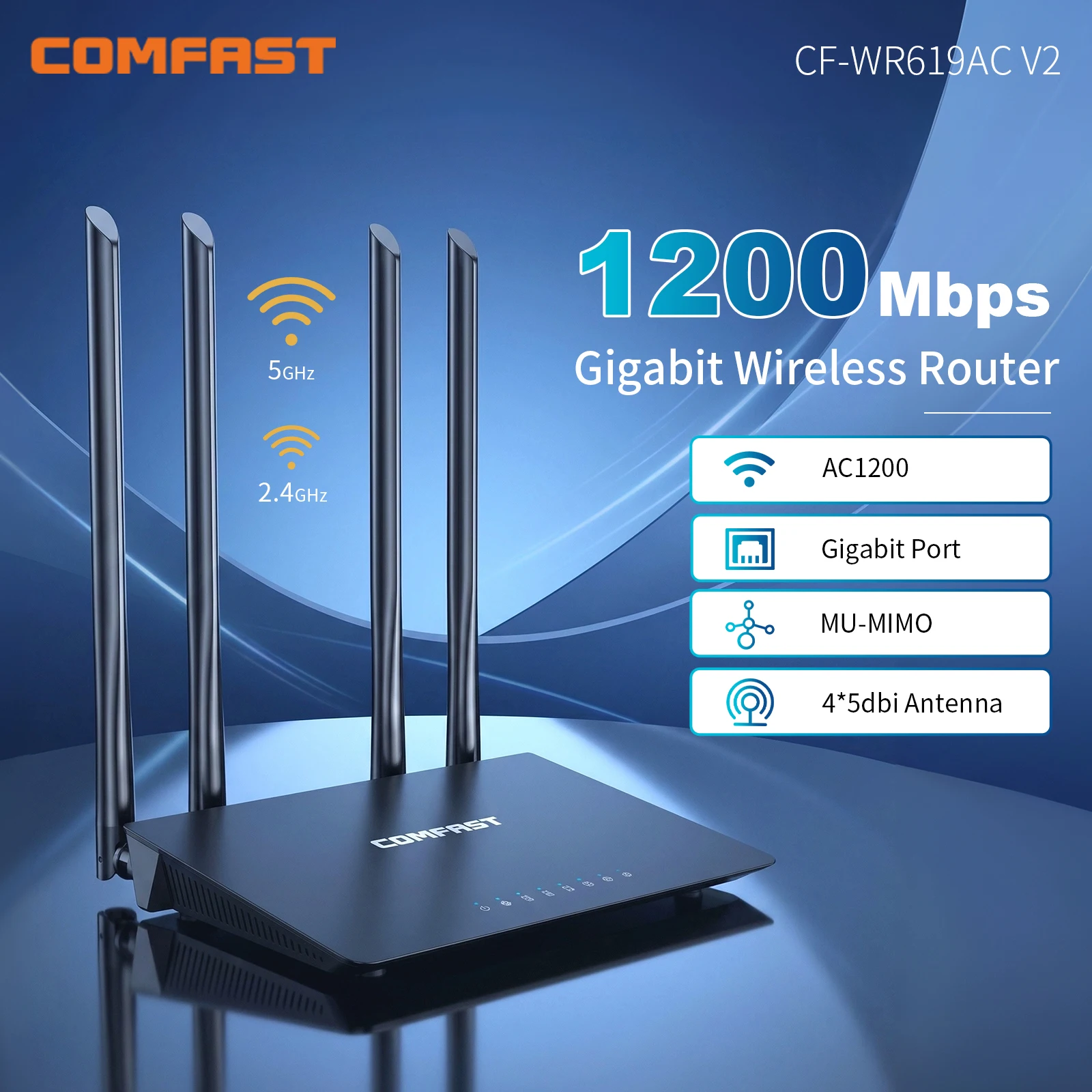 

Wi-Fi роутер Comfast 1200 Мбит/с с поддержкой 4G, слотом для SIM-карты, 100 Мбит/с LAN-портами, 4G для проводной/беспроводной связи +2.4/5.8 ГГц Wi-Fi 5