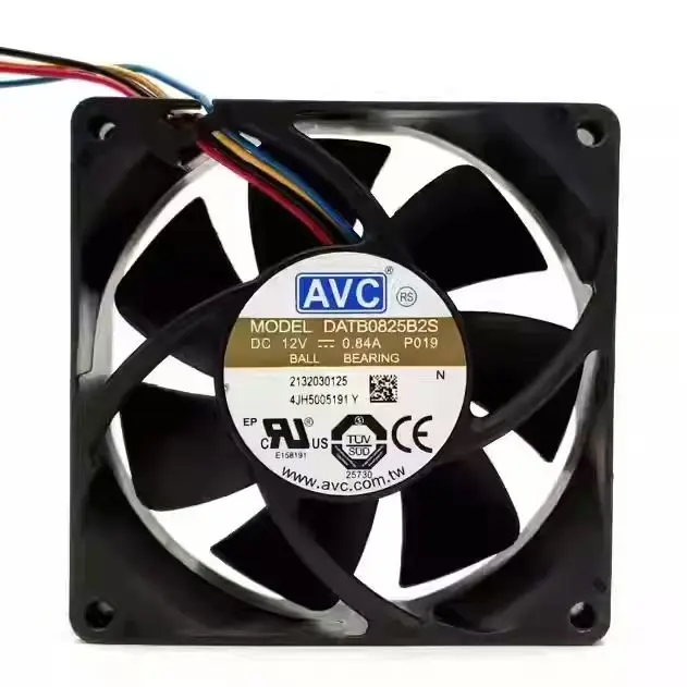 80mm High Speed ​​Fan for AVC DATB0825B2S 80mm PWM Cooling Fan 12V 0.84A, 6000 RPM, Precision Double Ball Bearings, 4 Wires