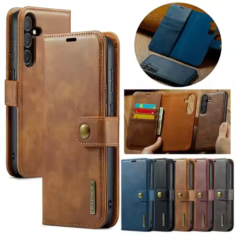 2 in 1 Detachable Magnetic Wallet Case Leather Flip Shell For Samsung Galaxy S25 S21 S22 S23 S24 Ultra Plus FE Shockproof Cover
