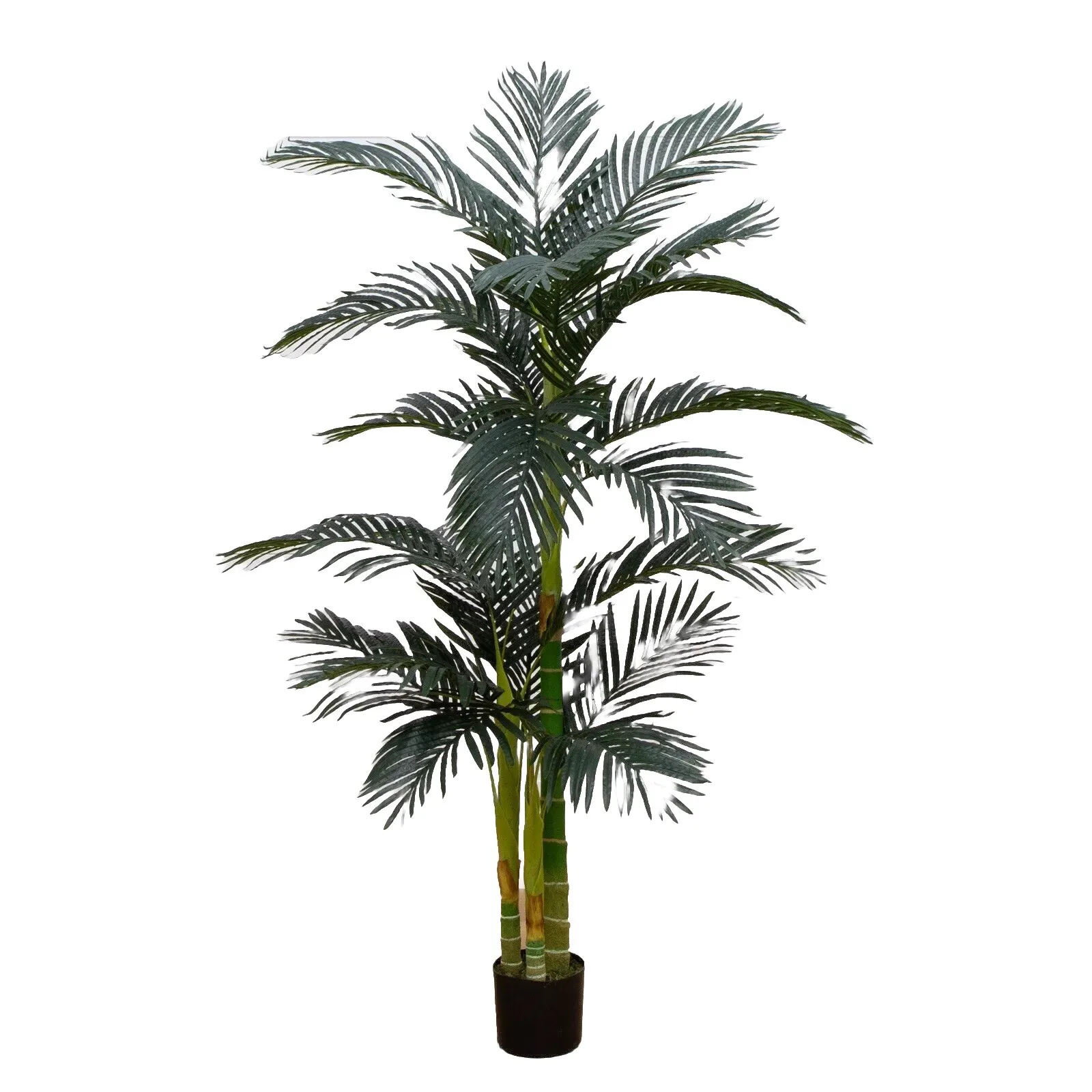 

6.5 feet tall artificial palm tree made of sugarcane for home decoration.