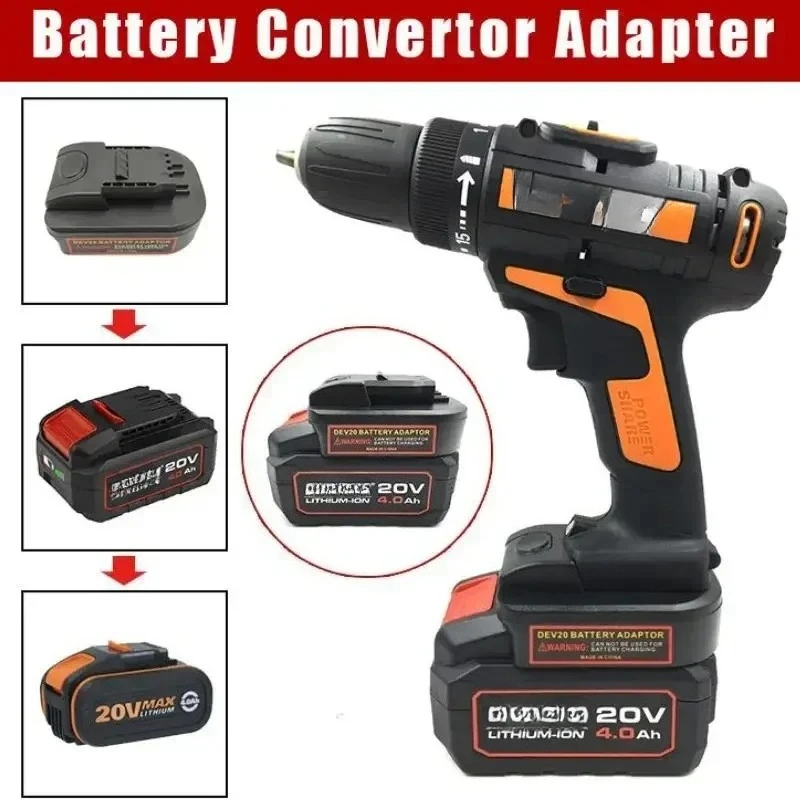 

Battery Converter for Worx Orange Small Foot Power Tools for Devon 20V Lithium-Ion Batteries DVB18OWL Battery Adapter Converter