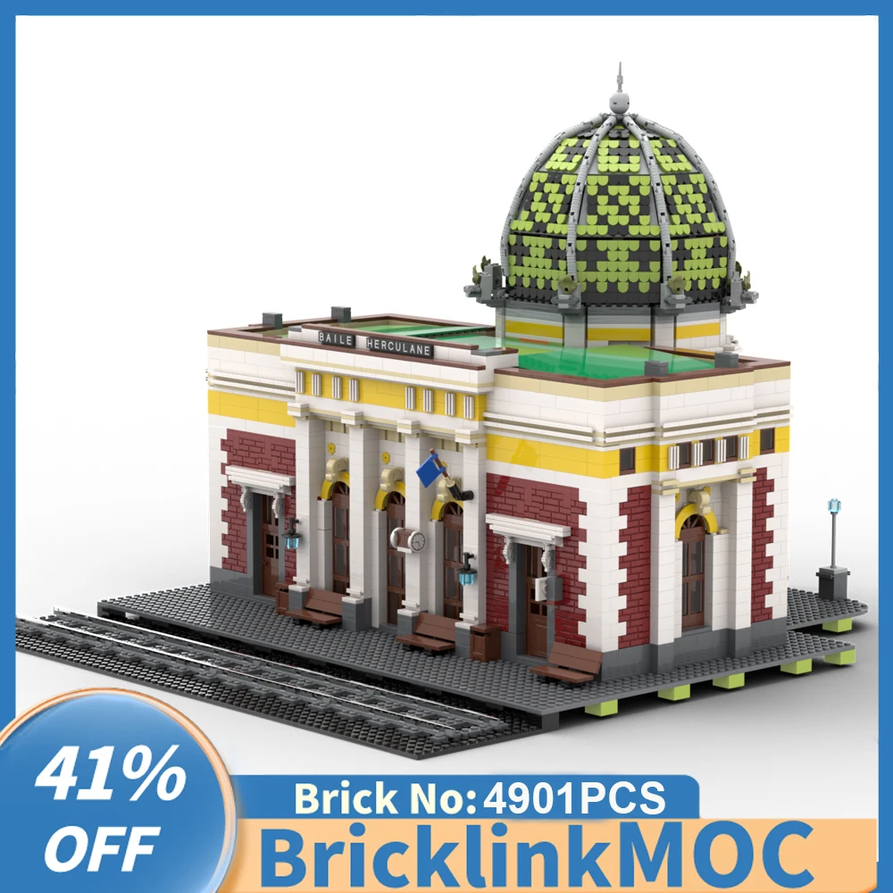 

NEW 4901PCS City Hot Selling Street View Moc Modular Train Station building DIY creative ideas Children Toy birthday Gift Blocks