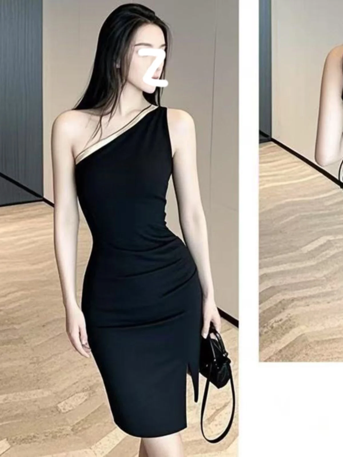 Ele Sexy diamant intégré asymétrique oulder Dr femmes coupe ajustée jupe moulante printemps été nouveau Sle luxe m...