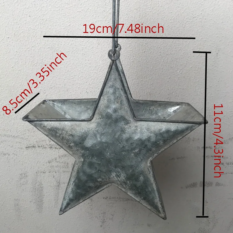 Farm Style Rustic Galvanized Metal Star Shaped Flower Pot