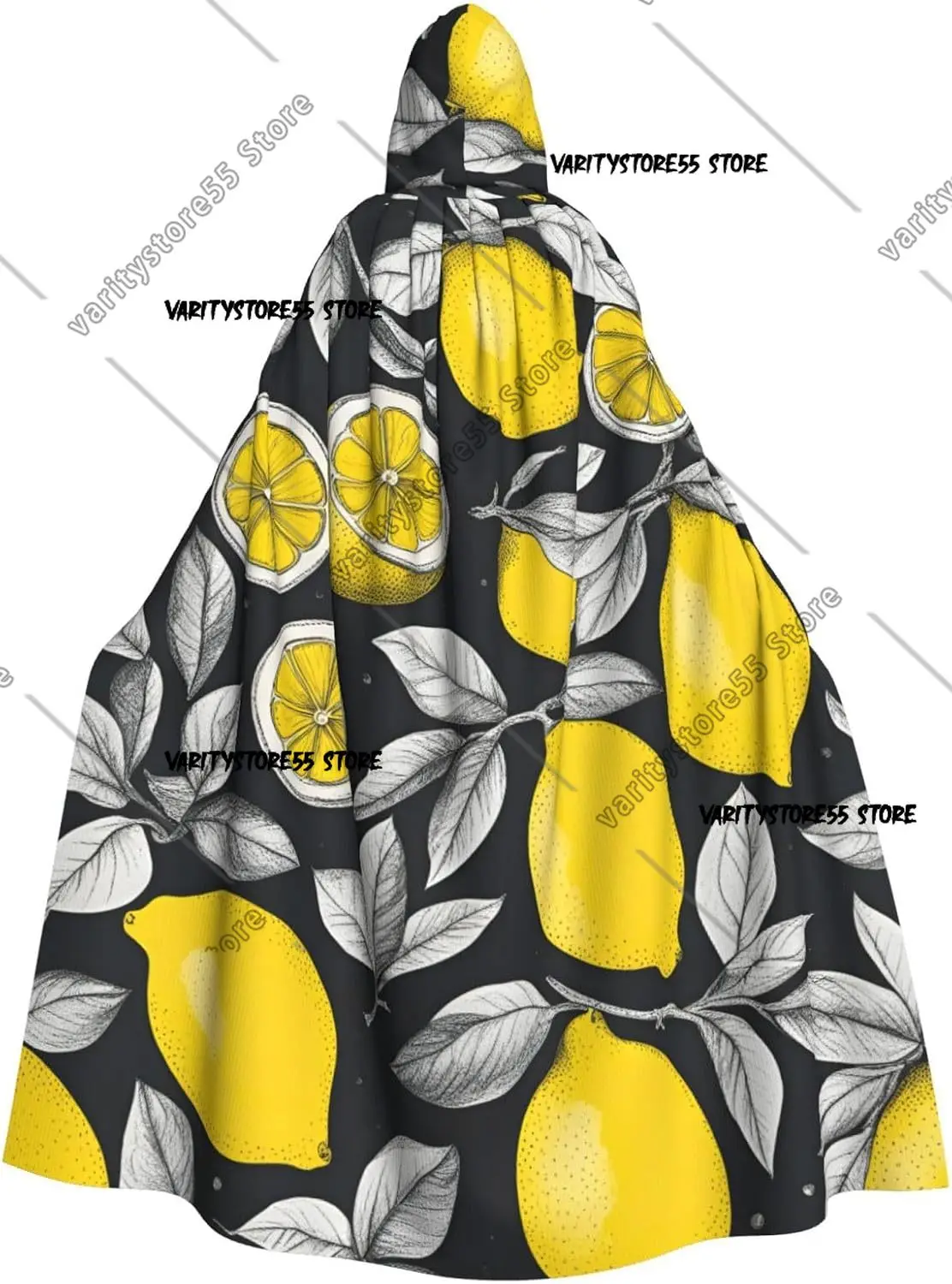 

Плащ ведьмы с принтом лимонных фруктов и капюшоном, накидка с капюшоном на Хэллоуин, халат волшебника, мужской костюм для косплея