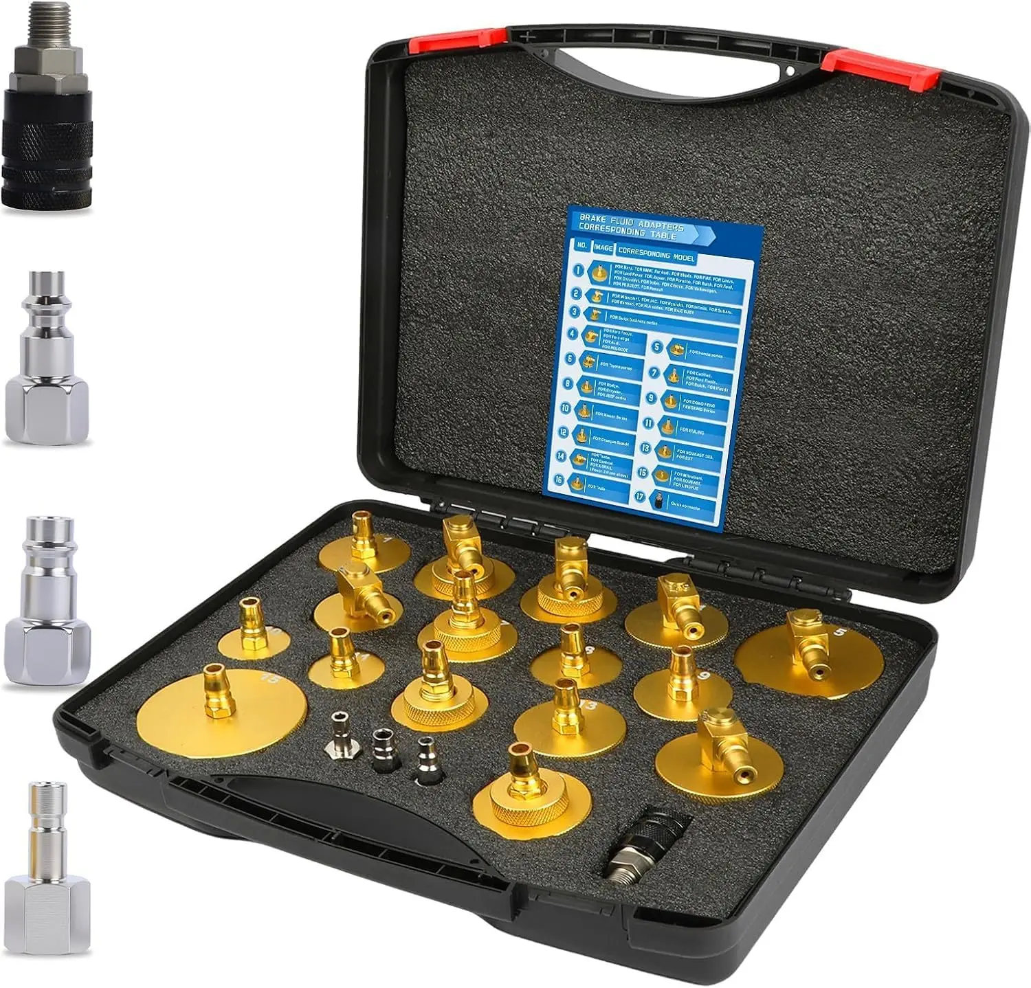 

Комплект для прокачки тормозов, 17 шт., с быстрым разъемом для Honda, Toyota и большинства автомобилей — инструмент для прокачки главного цилиндра