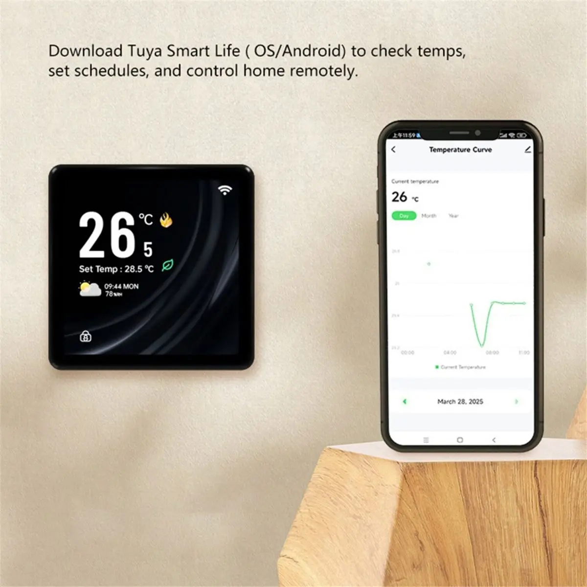 update. WiFi Thermostat TFT Screen Smart Temperature Controller for Electric Floor Heating Works for Alexa Google Home White